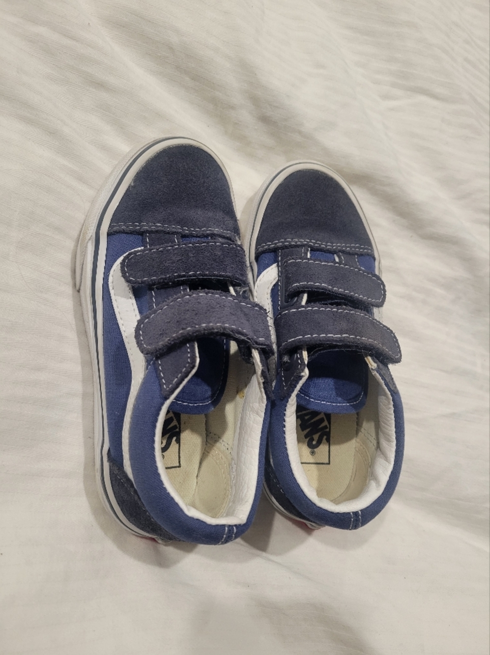 Vans Kids Navy Blue Classic Velcro Sneakers Size 12